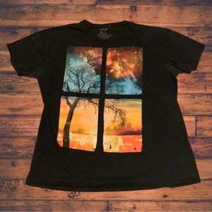 Apt 9 Beautiful Picture Scene Window Shirt Tree Fall City Skyline Aeropostale
